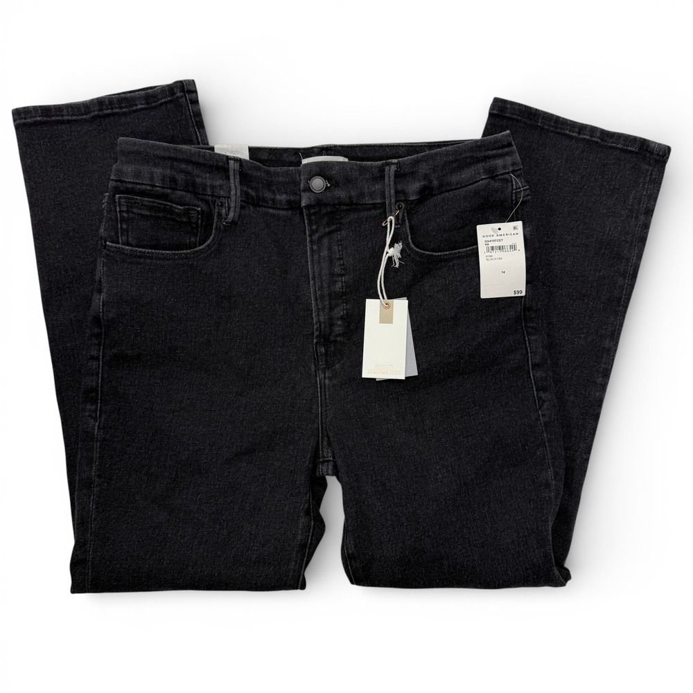 Good American Good Legs Straight Jeans Black Womens 14 /‎ 32 NEW NWT Denim - Picture 11 of 15